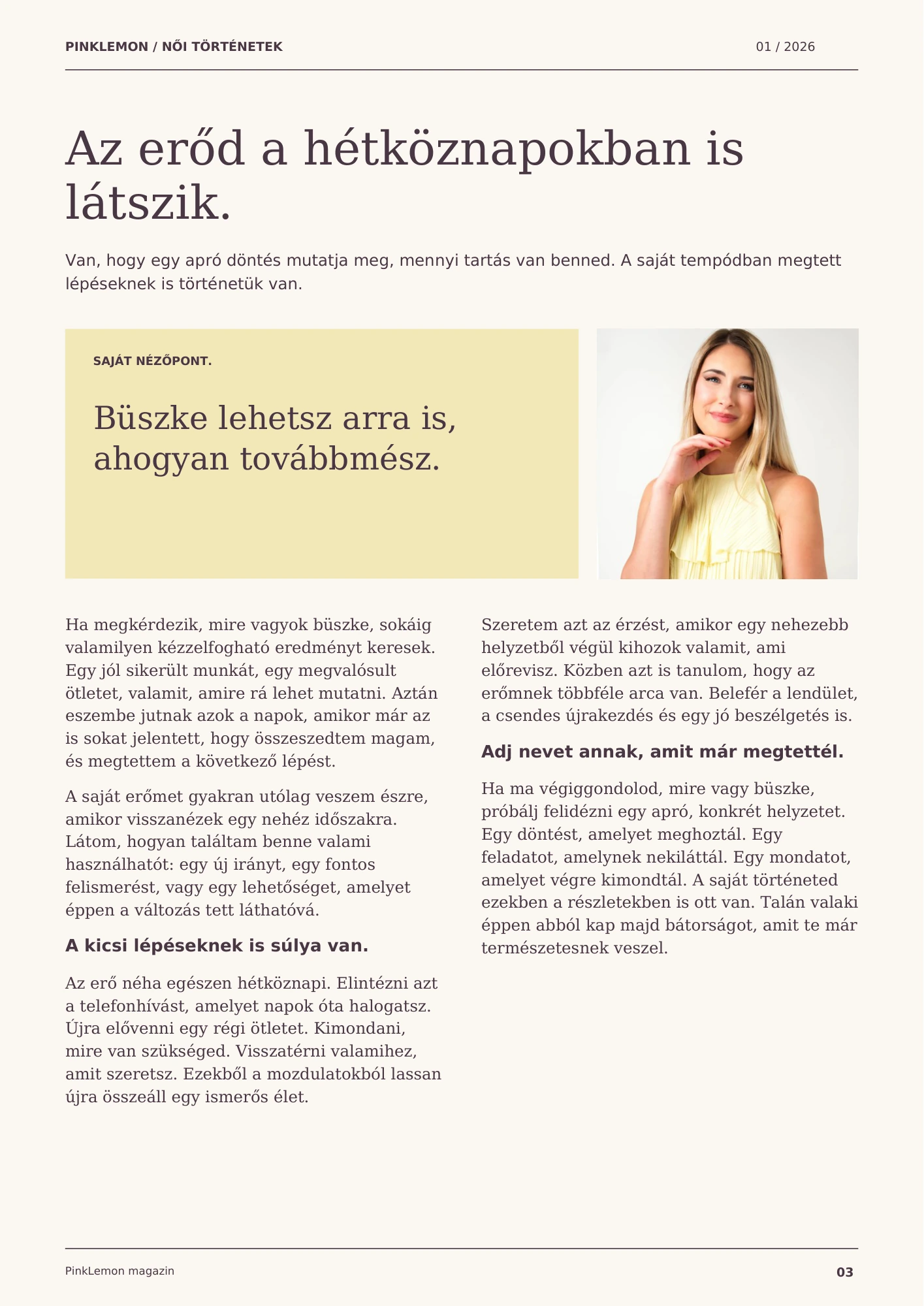 3. oldal: Az erőd a hétköznapokban is látszik.