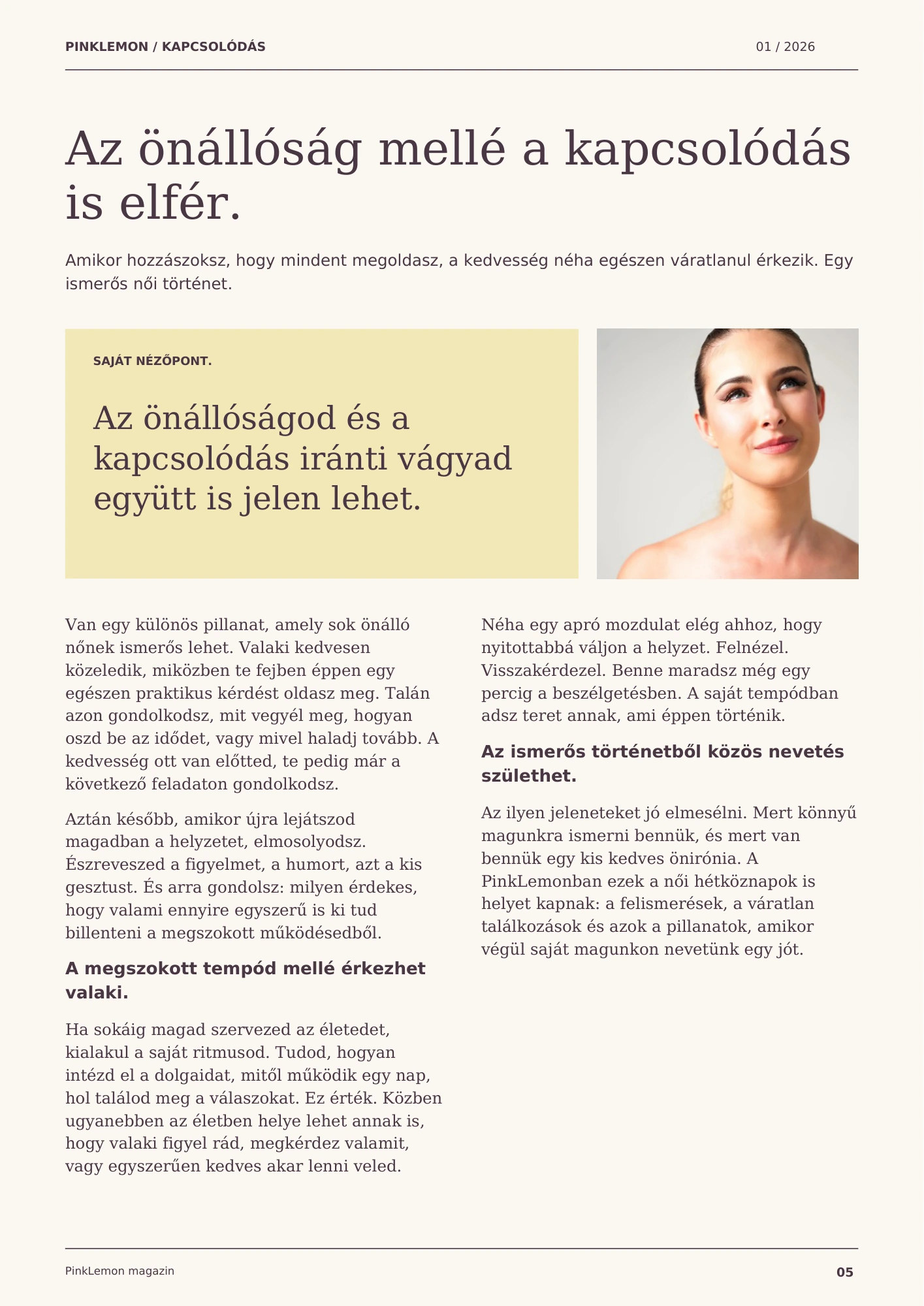 5. oldal: Az önállóság mellé a kapcsolódás is elfér.